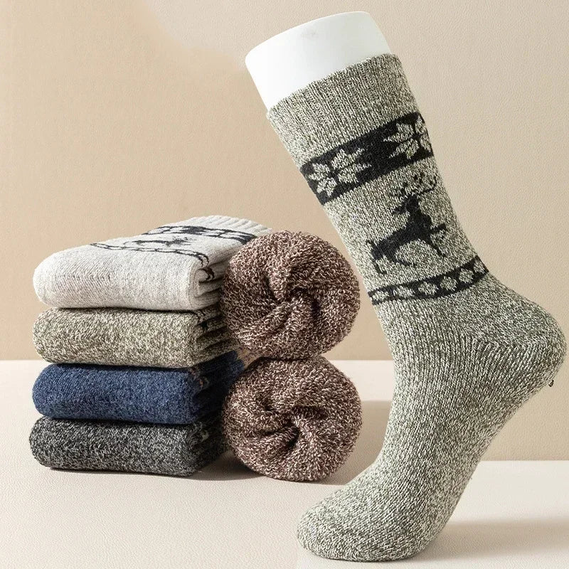 Men's Merino Wool Socks Hiking Socks Thick Winter Wool Warm Socks Breathable Elk Crew Thermal Socks Against Cold